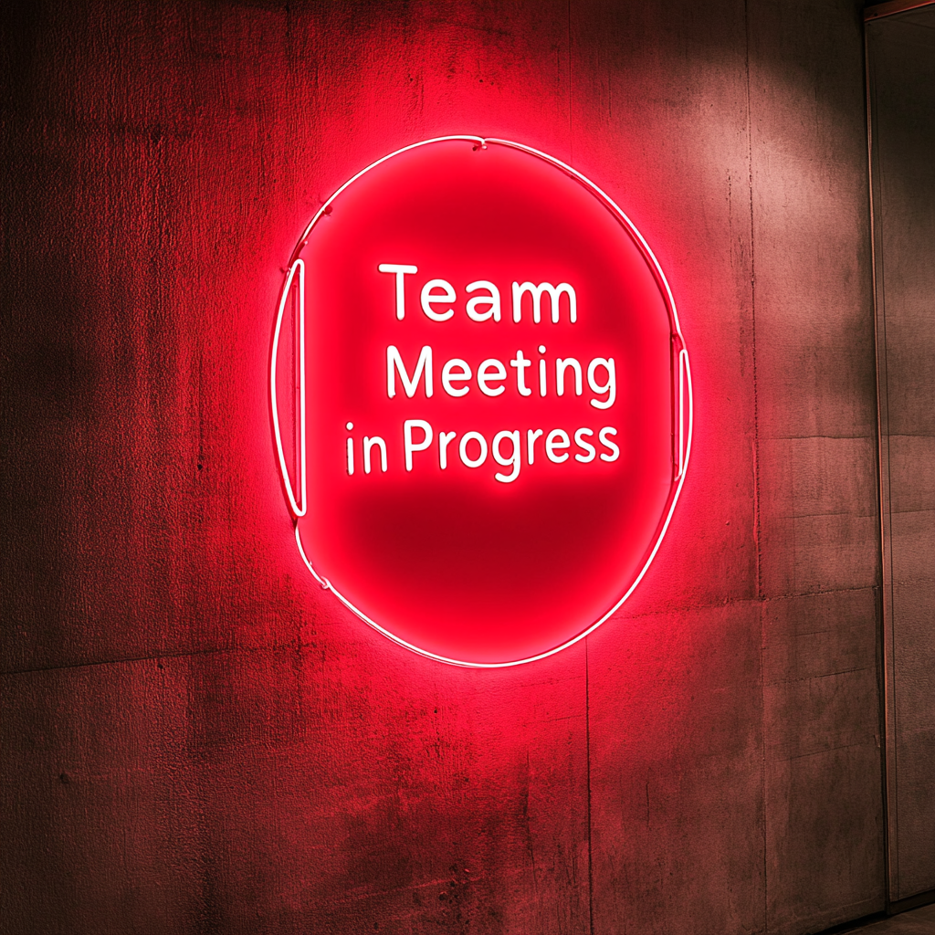 "Team Meeting in Progress" - Red Neon Sign, 18 Inches