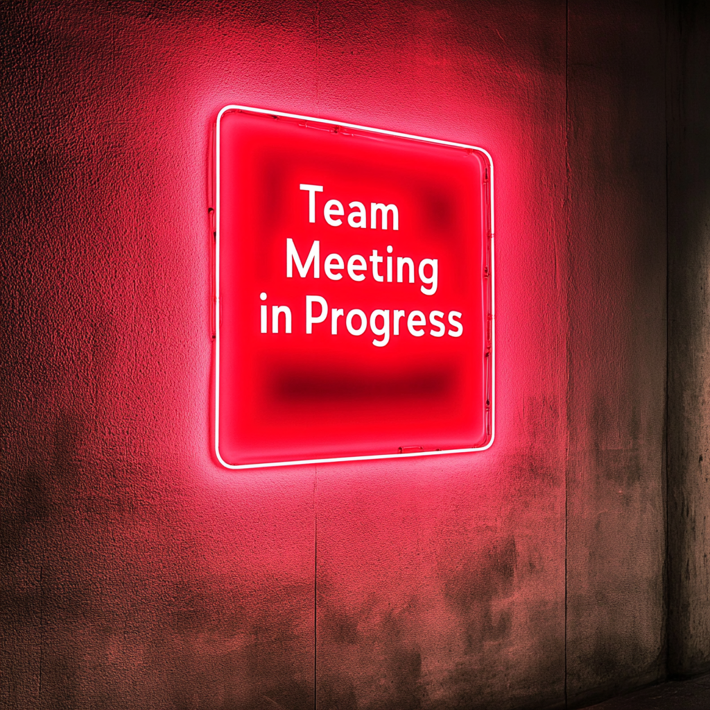"Team Meeting in Progress" - Red Neon Sign, 18 Inches