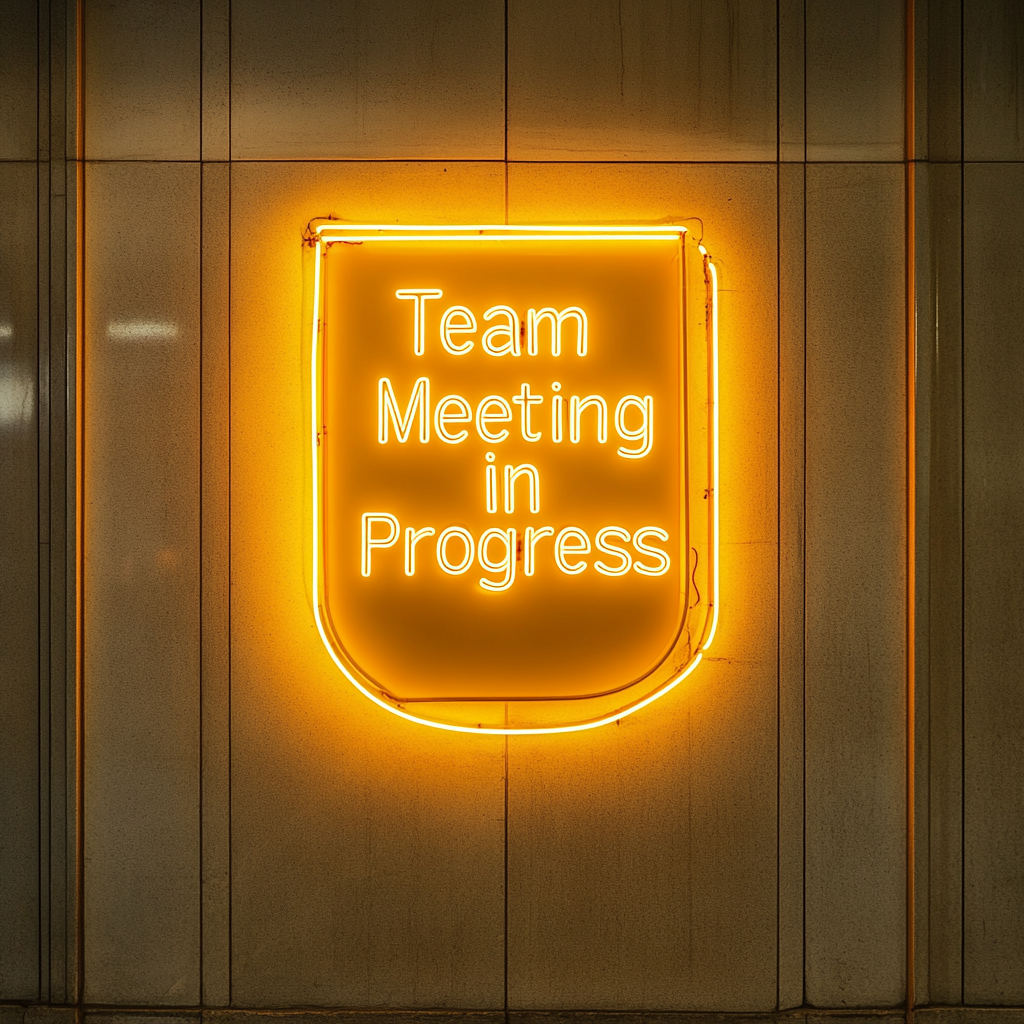 "Team Meeting in Progress" - Yellow Neon Sign, 18 Inches