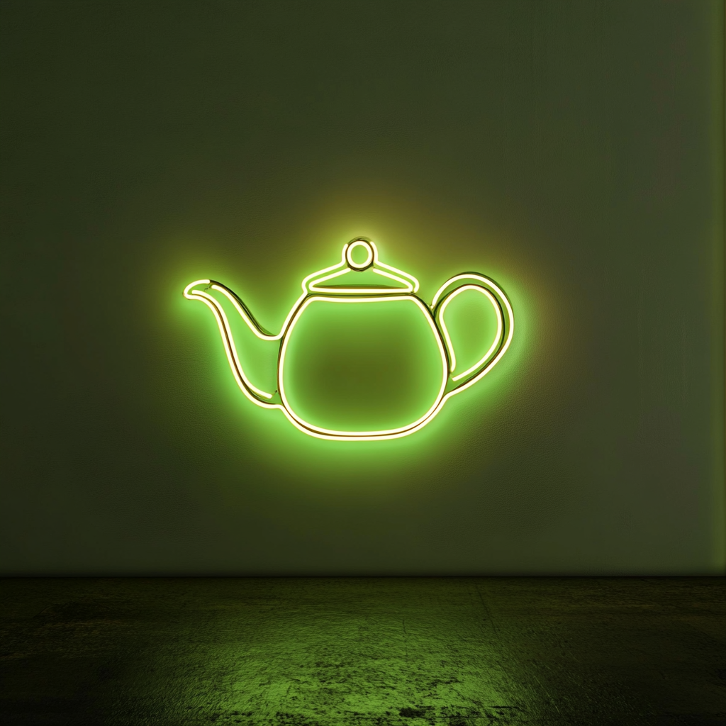 Tea Pot - Green Neon Sign, 18 Inches