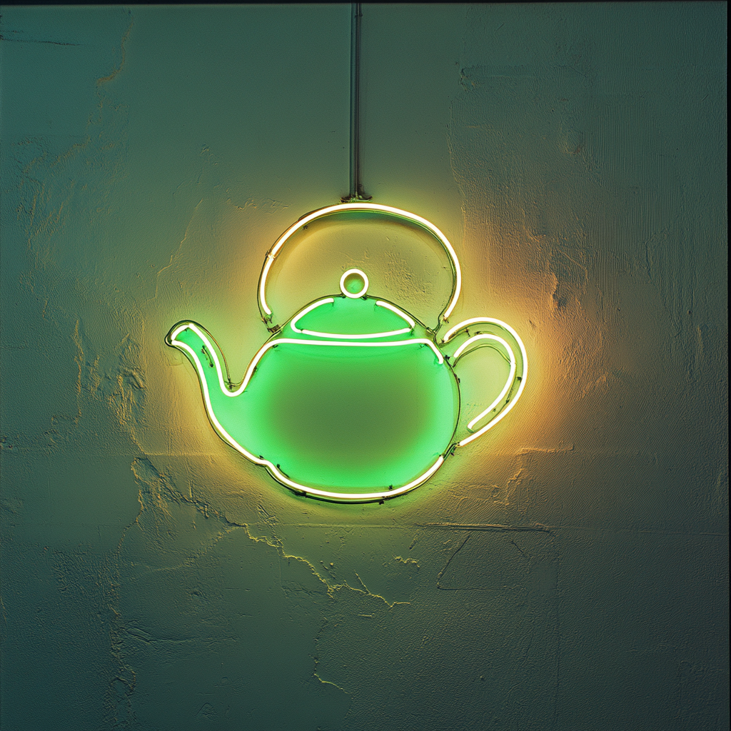 Tea Pot - Green Neon Sign, 24 Inches