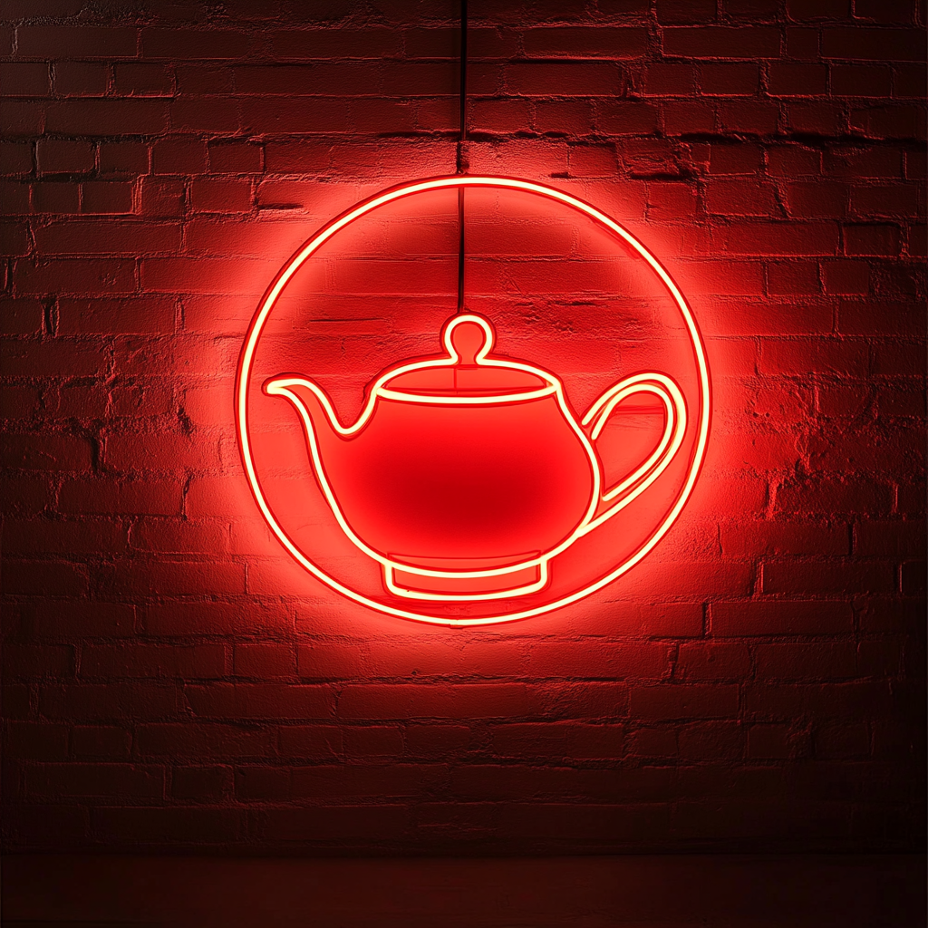 Teapot with Tea Cup - Red Neon Sign, 18 Inches
