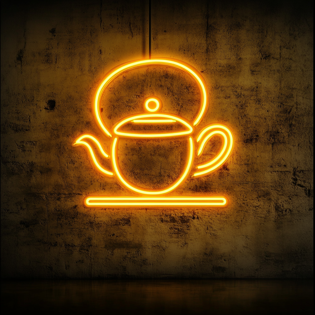 Teapot with Tea Cup - Yellow Neon Sign, 18 Inches