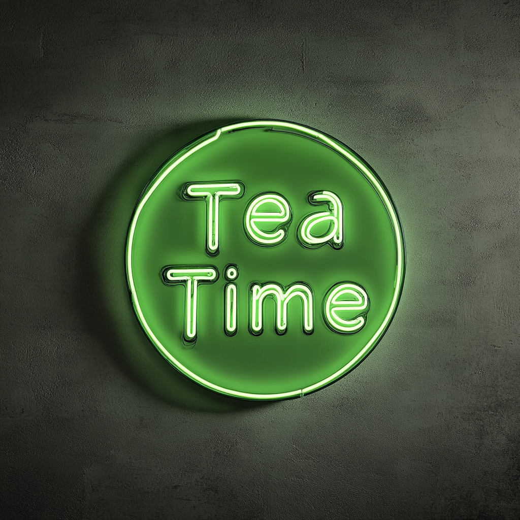 "Tea Time" - Green Neon Sign, 24 Inches