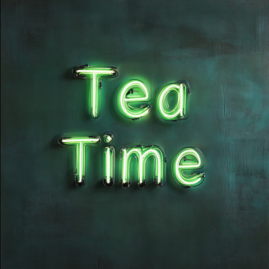 "Tea Time" - Green Neon Sign, 24 Inches