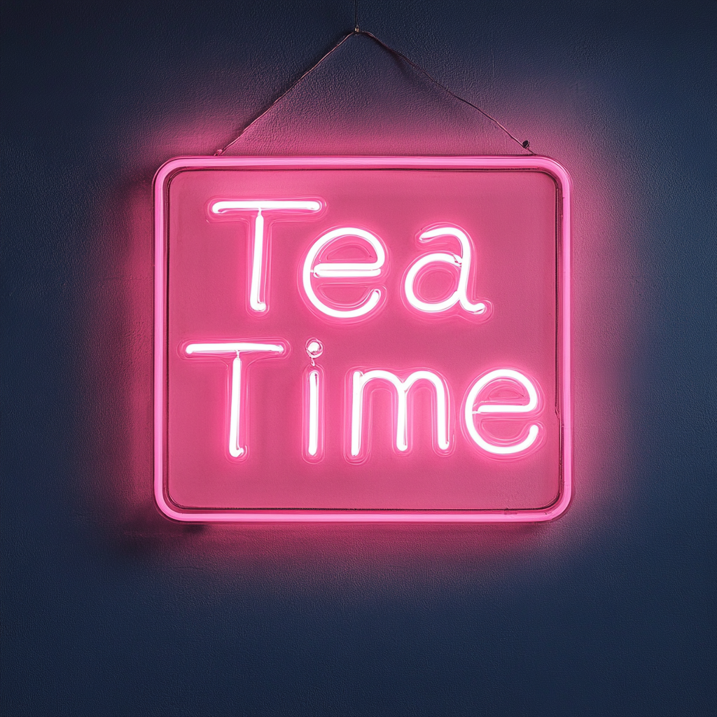 "Tea Time" - Pink Neon Sign, 24 Inches