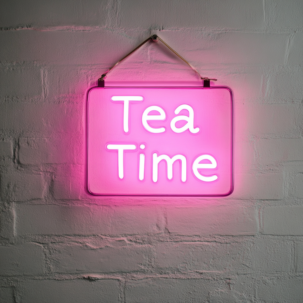 "Tea Time" - Pink Neon Sign, 24 Inches