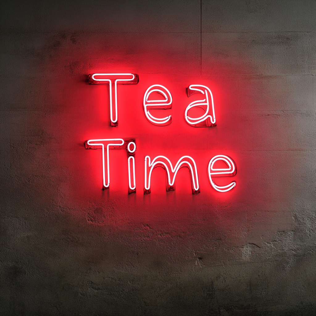 "Tea Time" - Red Neon Sign, 24 Inches