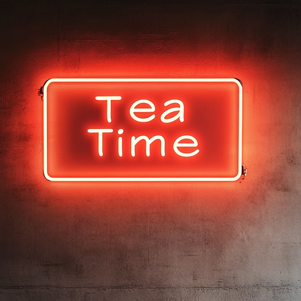 "Tea Time" - Red Neon Sign, 24 Inches