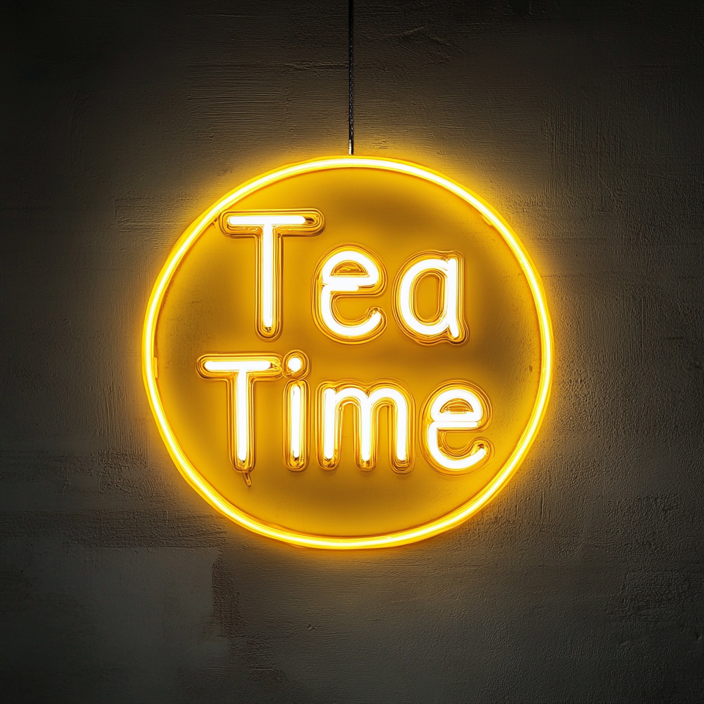 "Tea Time" - Yellow Neon Sign, 24 Inches