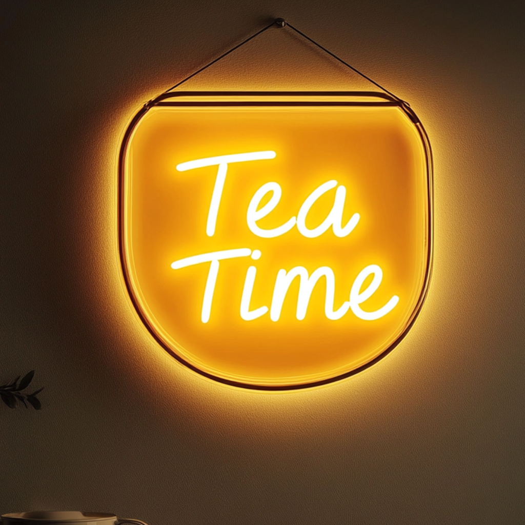 "Tea Time" - Yellow Neon Sign, 24 Inches