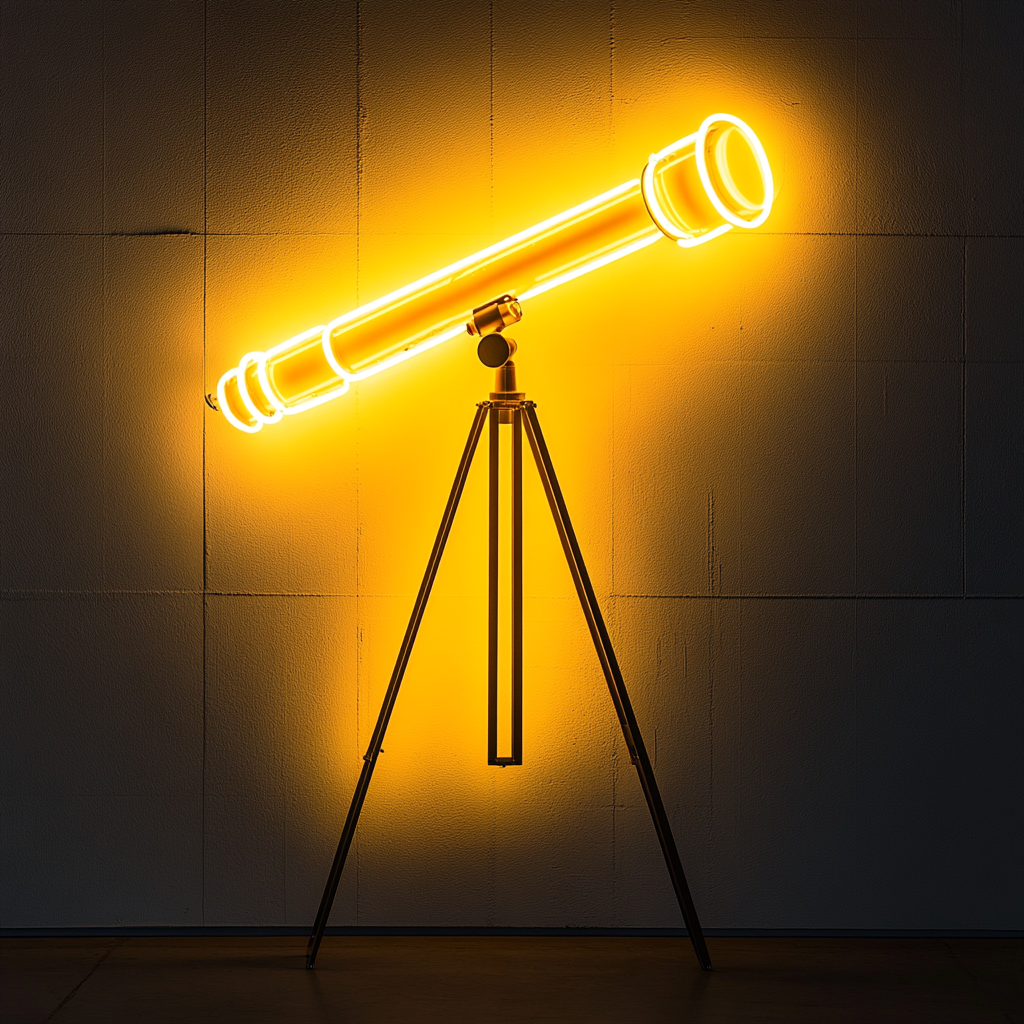 Telescope - Yellow Neon Sign, 18 Inches