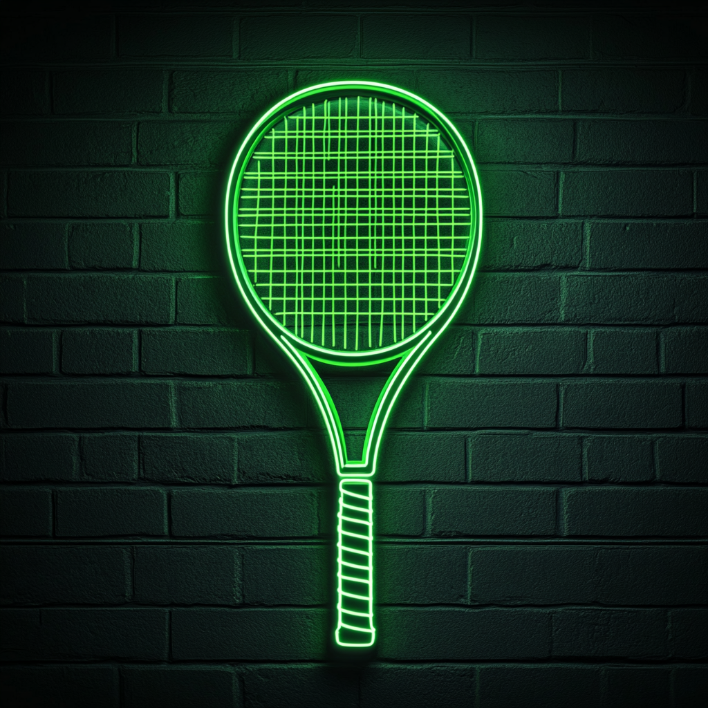 Tennis Racket - Green Neon Sign, 24 Inches