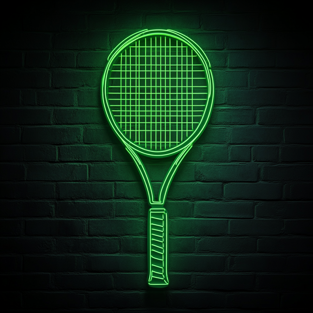 Tennis Racket - Green Neon Sign, 18 Inches
