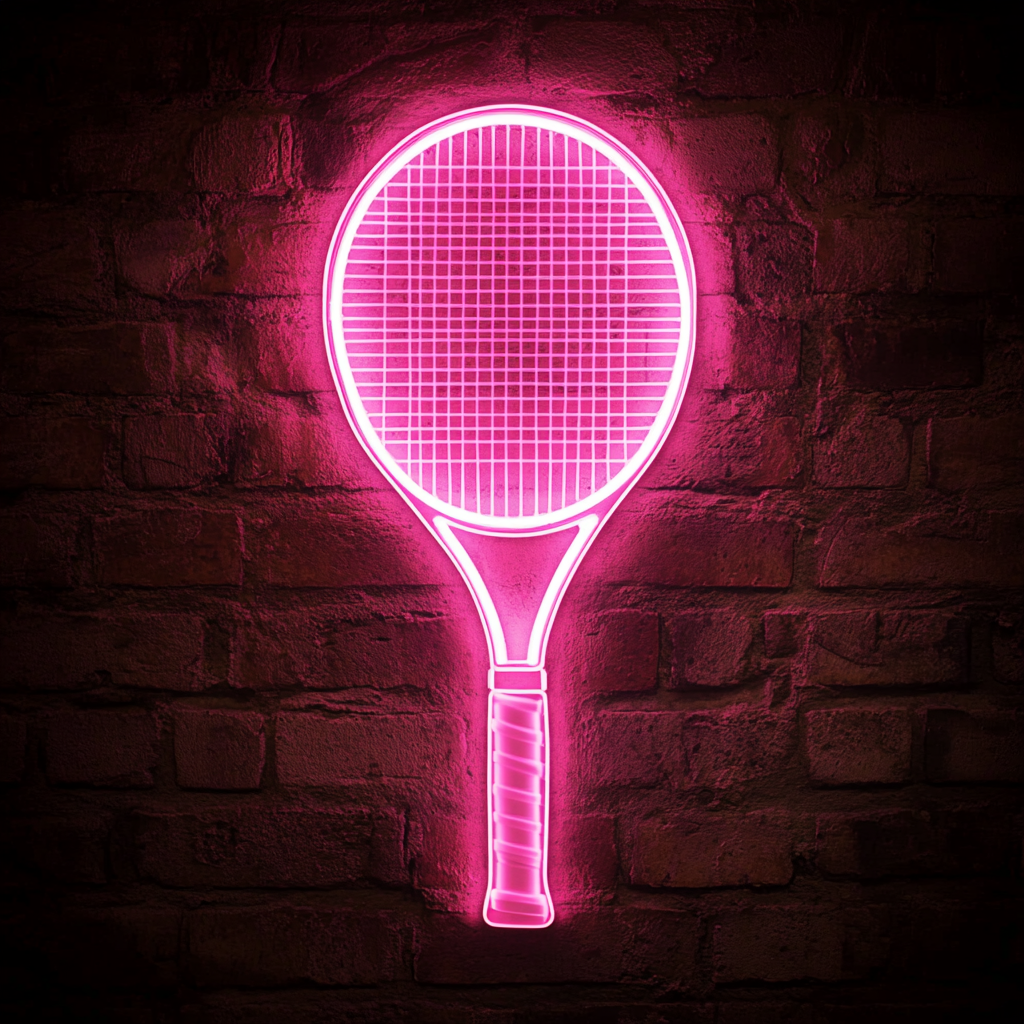 Tennis Racket - Pink Neon Sign, 18 Inches