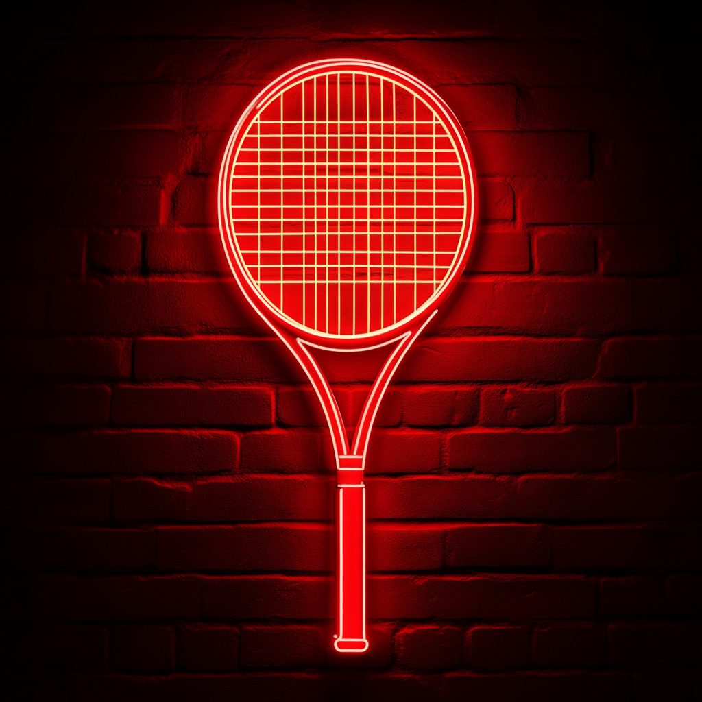 Tennis Racket - Red Neon Sign, 18 Inches