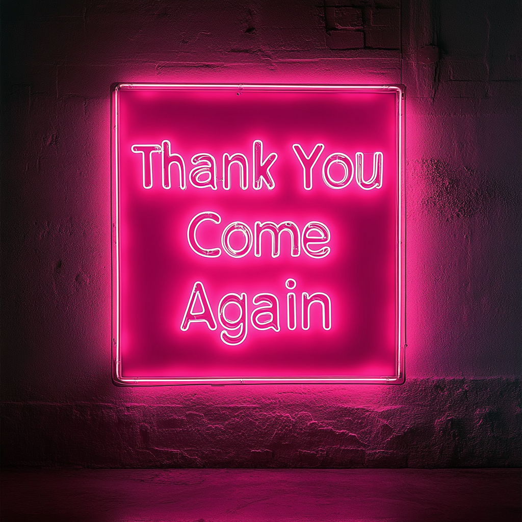 Thank You Come Again - Pink Neon Sign, 18 Inches