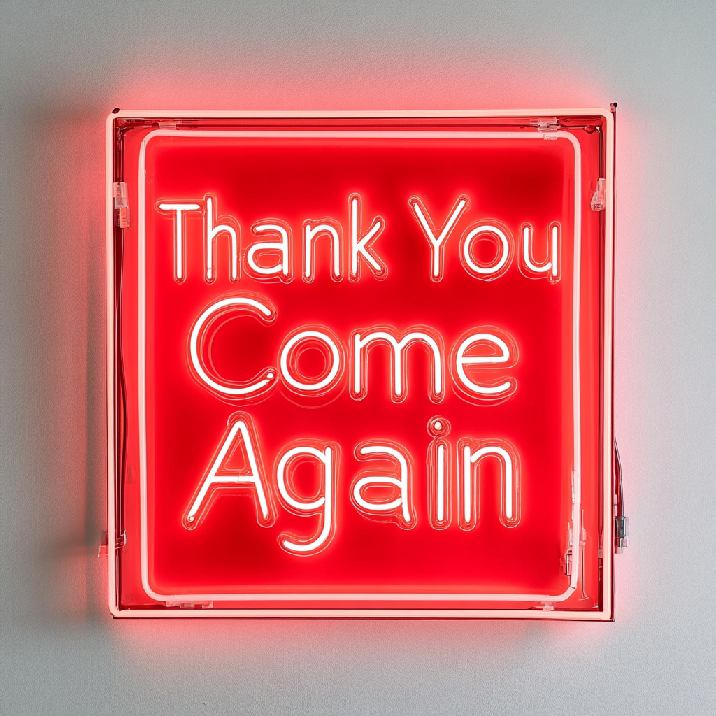 Thank You Come Again - Red Neon Sign, 18 Inches