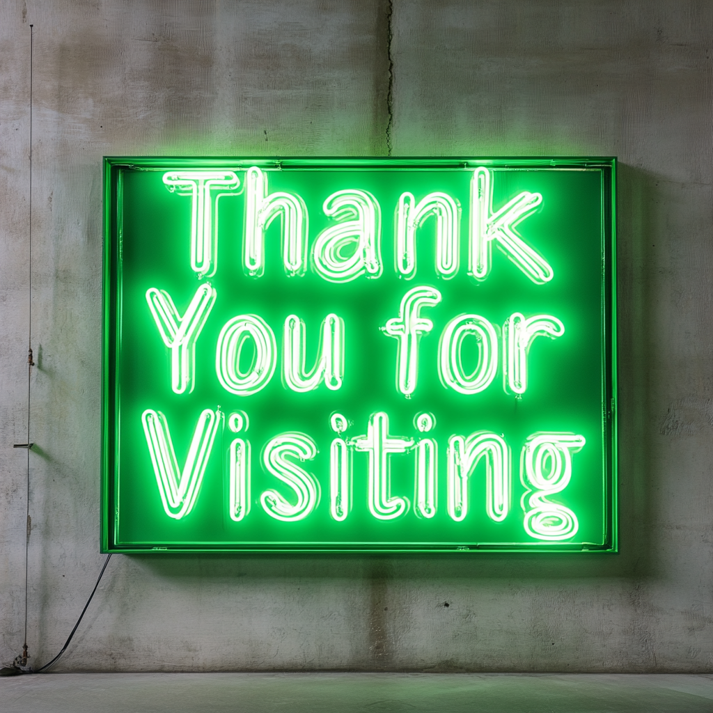Thank You for Visiting - Green Neon Sign, 24 Inches