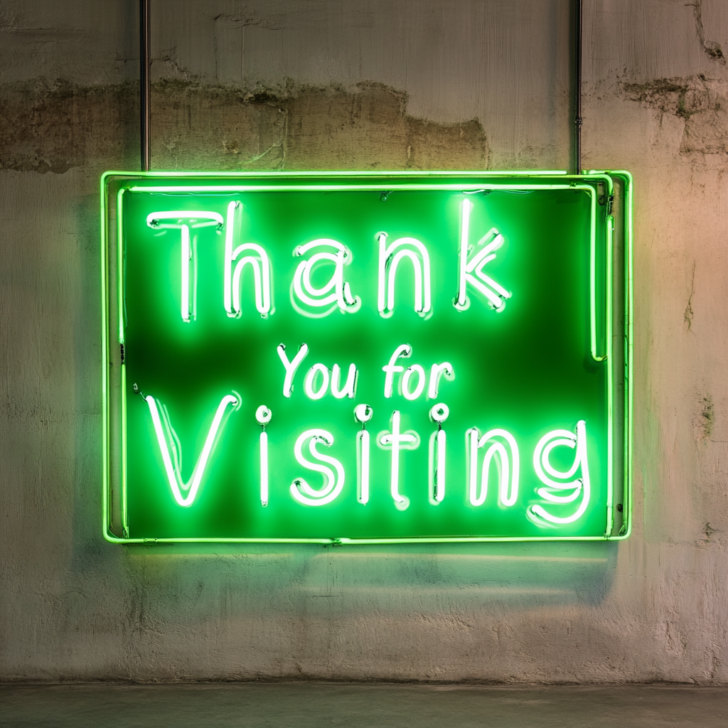 Thank You for Visiting - Green Neon Sign, 24 Inches