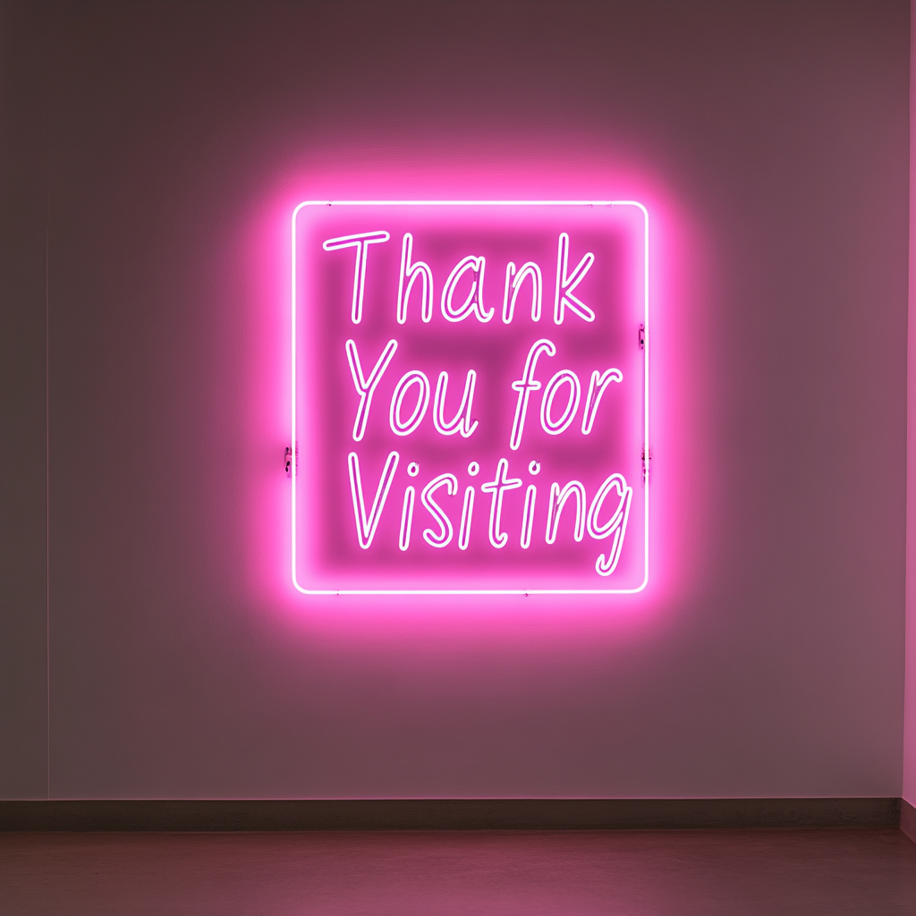 Thank You for Visiting - Pink Neon Sign, 18 Inches