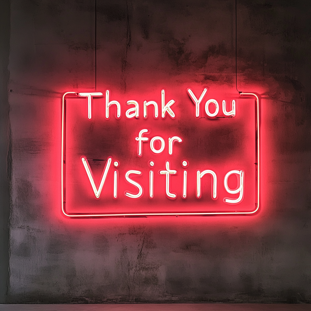 Thank You for Visiting - Red Neon Sign, 18 Inches