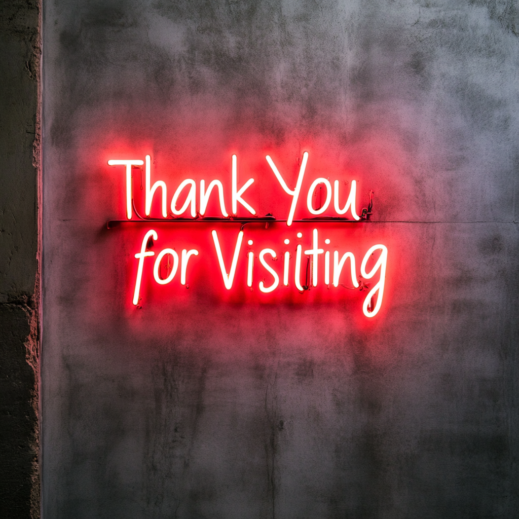 Thank You for Visiting - Red Neon Sign, 18 Inches
