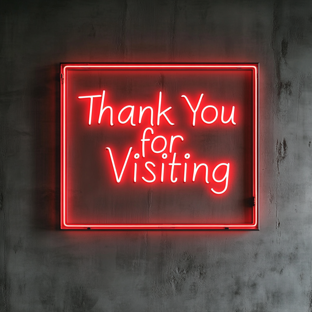 Thank You for Visiting - Red Neon Sign, 24 Inches