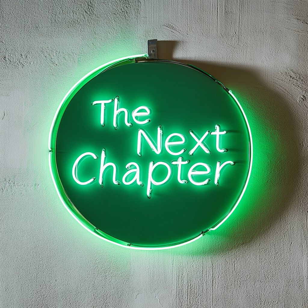 "The Next Chapter" - Green Neon Sign, 18 Inches