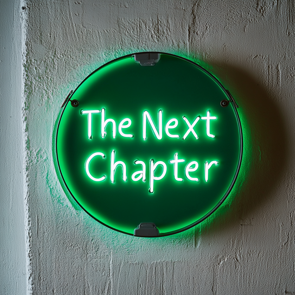 "The Next Chapter" - Green Neon Sign, 18 Inches