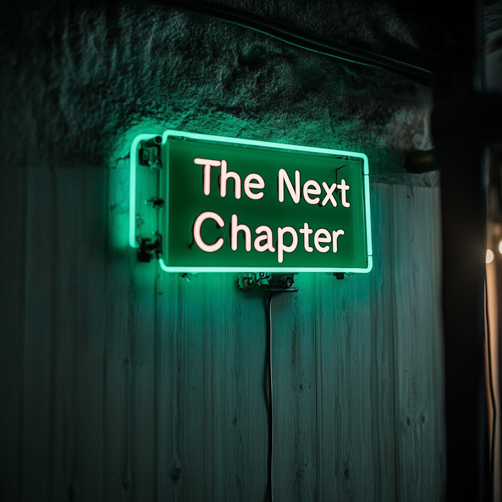 "The Next Chapter" - Green Neon Sign, 18 Inches
