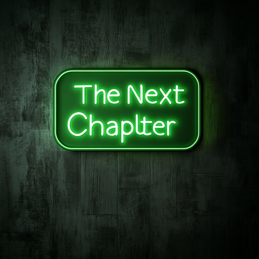 "The Next Chapter" - Green Neon Sign, 18 Inches