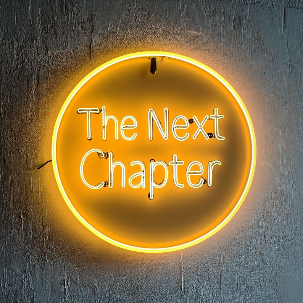 "The Next Chapter" - Yellow Neon Sign, 18 Inches
