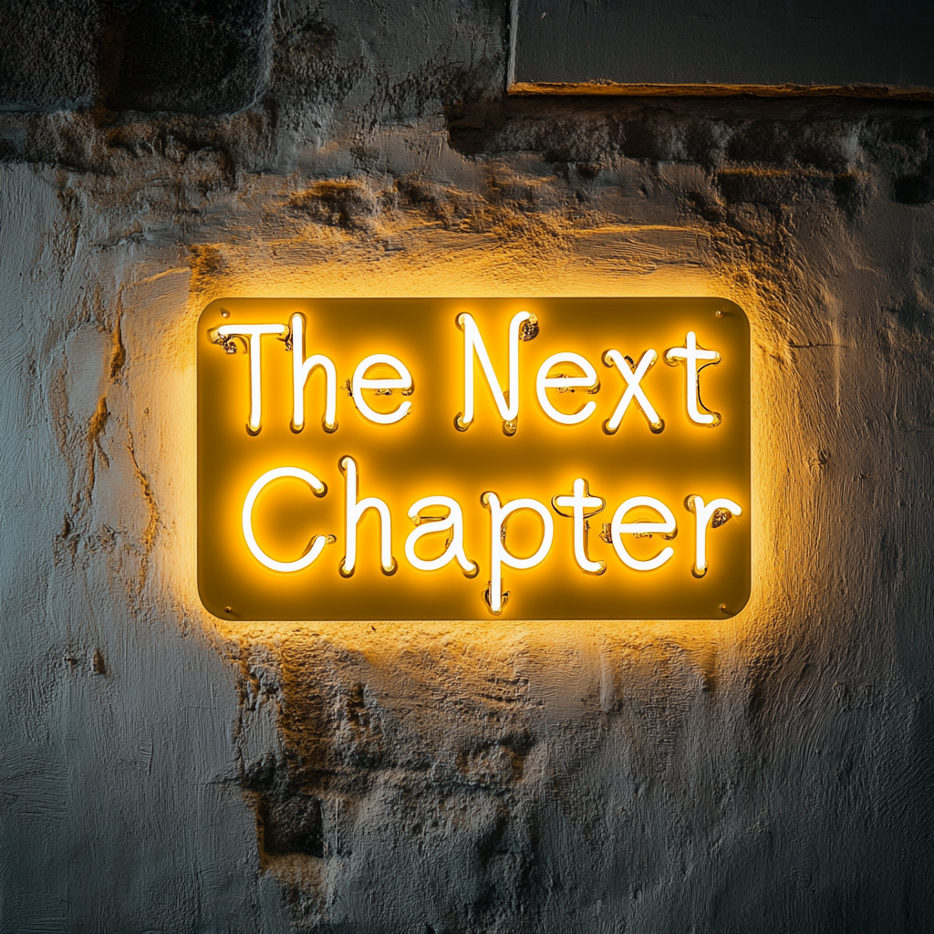 "The Next Chapter" - Yellow Neon Sign, 18 Inches