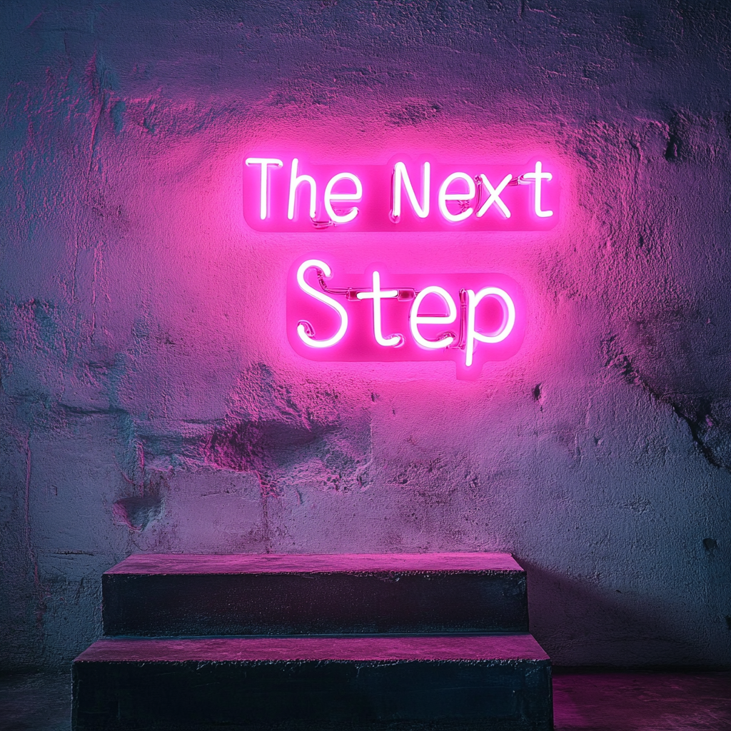 "The Next Step" - Pink Neon Sign, 18 Inches