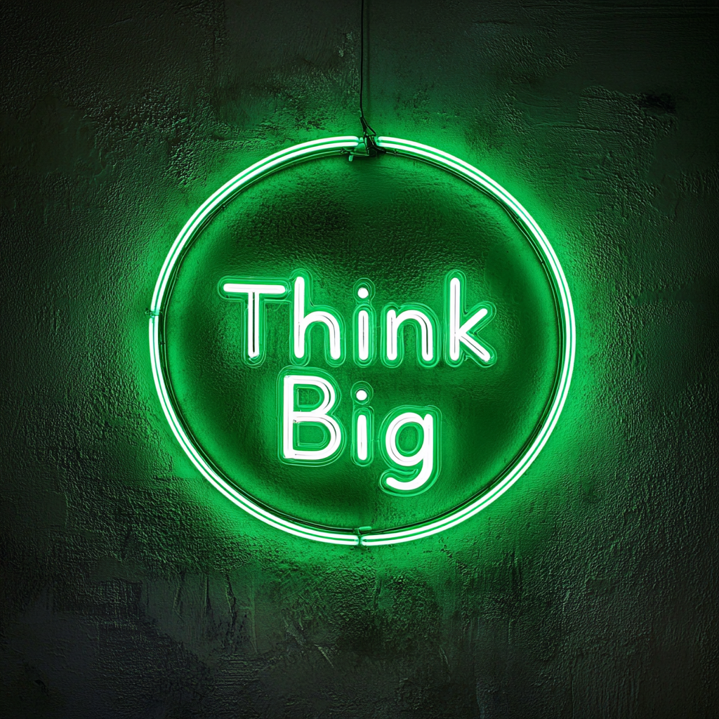 "Think Big" - Green Neon Sign, 18 Inches