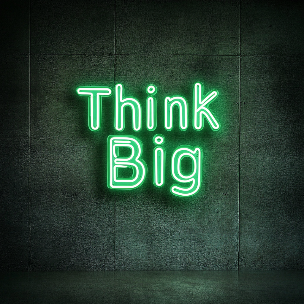 "Think Big" - Green Neon Sign, 18 Inches