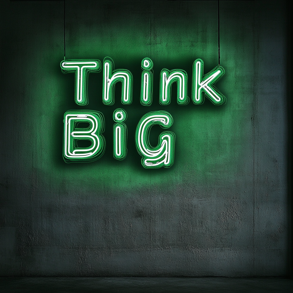 "Think Big" - Green Neon Sign, 18 Inches