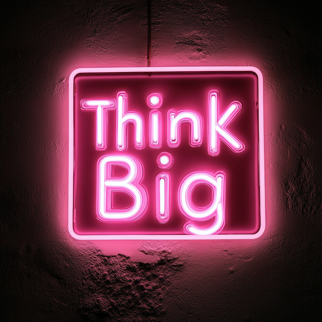 "Think Big" - Pink Neon Sign, 18 Inches