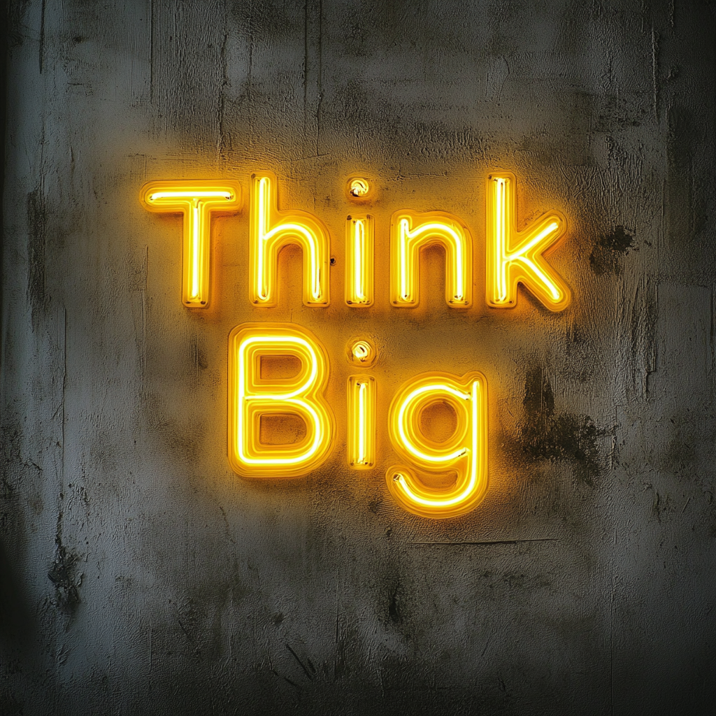 "Think Big" - Yellow Neon Sign, 18 Inches