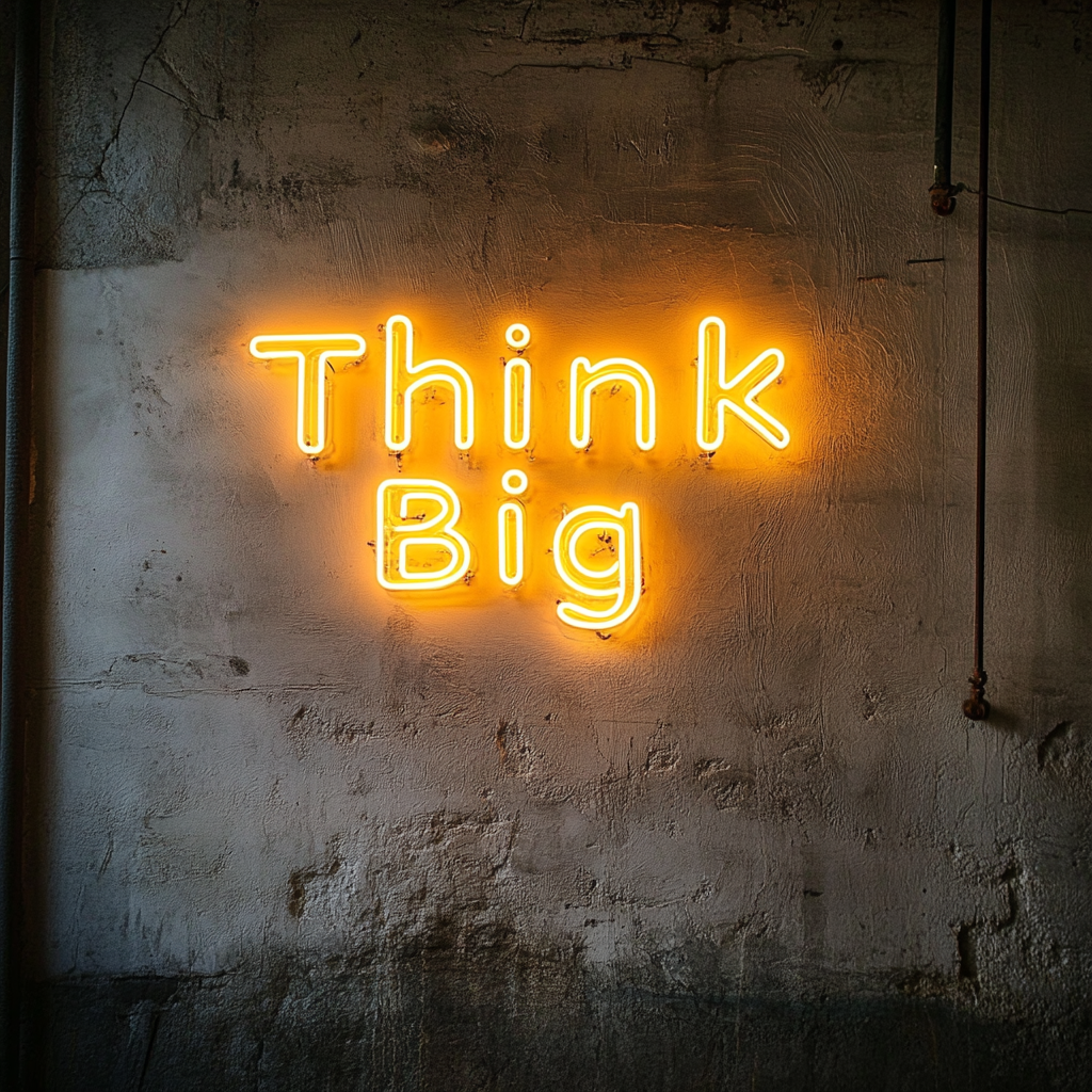 "Think Big" - Yellow Neon Sign, 18 Inches