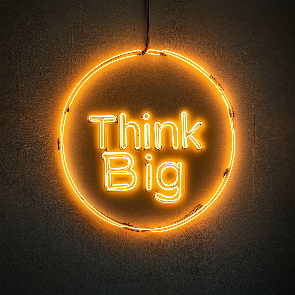 "Think Big" - Yellow Neon Sign, 18 Inches