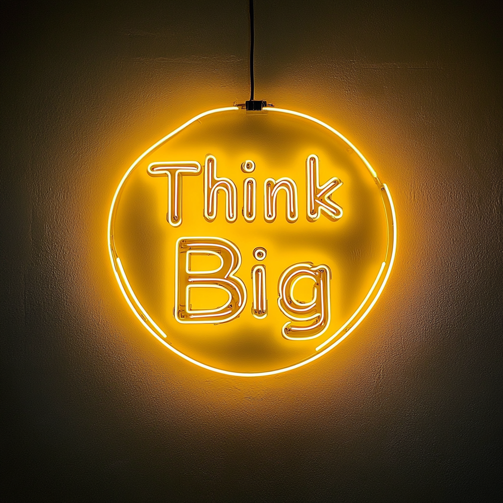 "Think Big" - Yellow Neon Sign, 18 Inches