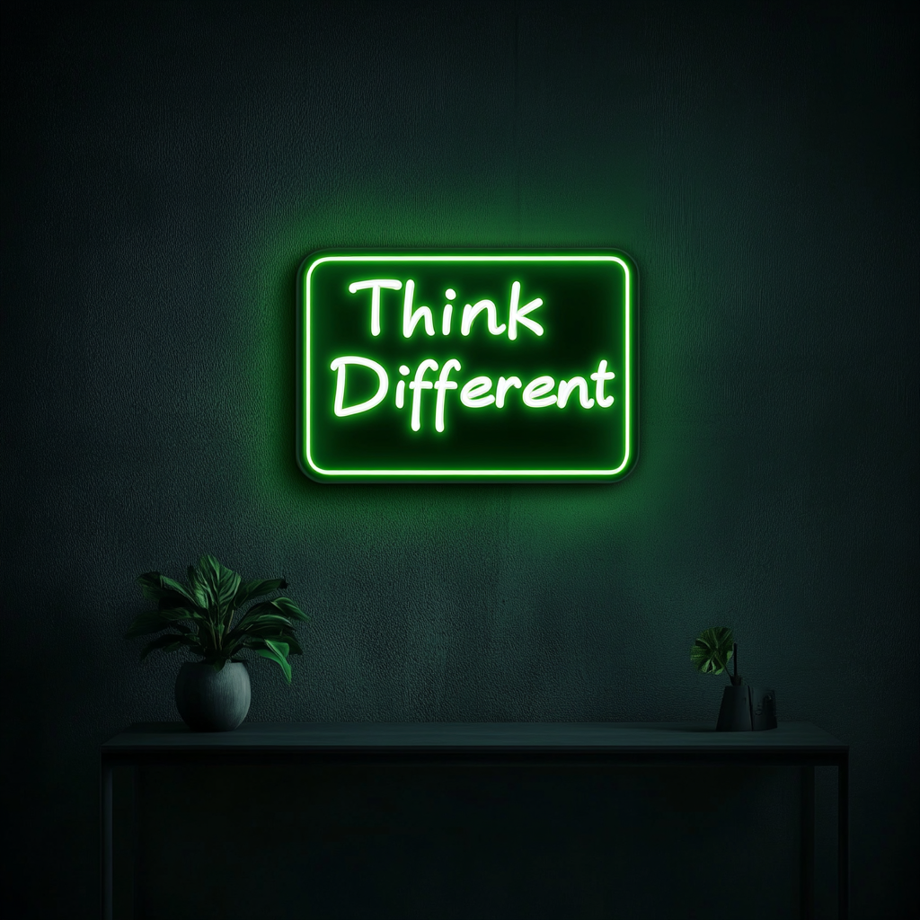 "Think Different" - Green Neon Sign, 18 Inches