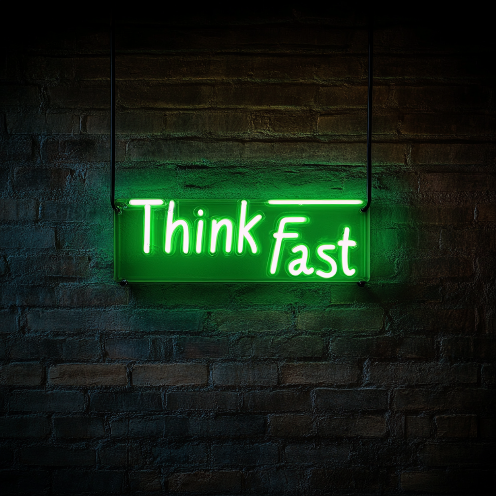 "Think Fast" - Green Neon Sign, 18 Inches