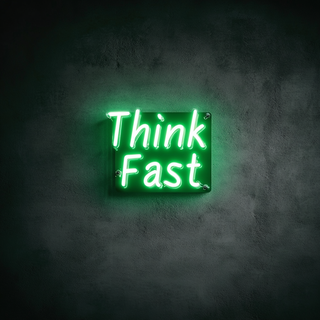 "Think Fast" - Green Neon Sign, 18 Inches
