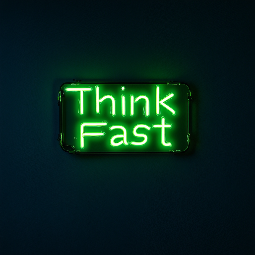 "Think Fast" - Green Neon Sign, 18 Inches
