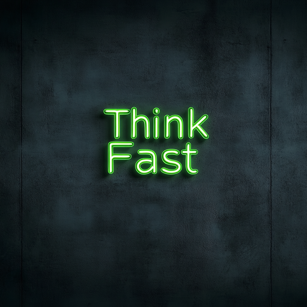 "Think Fast" - Green Neon Sign, 18 Inches