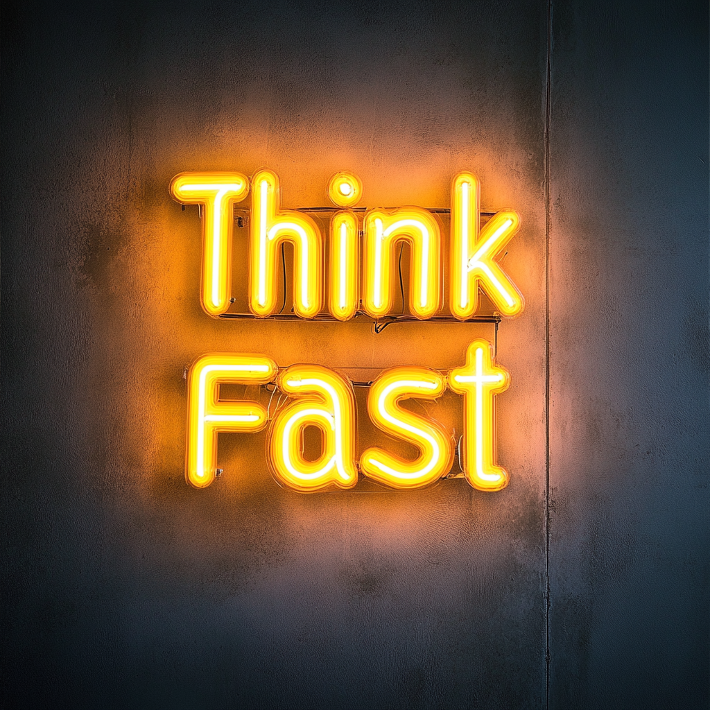 "Think Fast" - Yellow Neon Sign, 18 Inches
