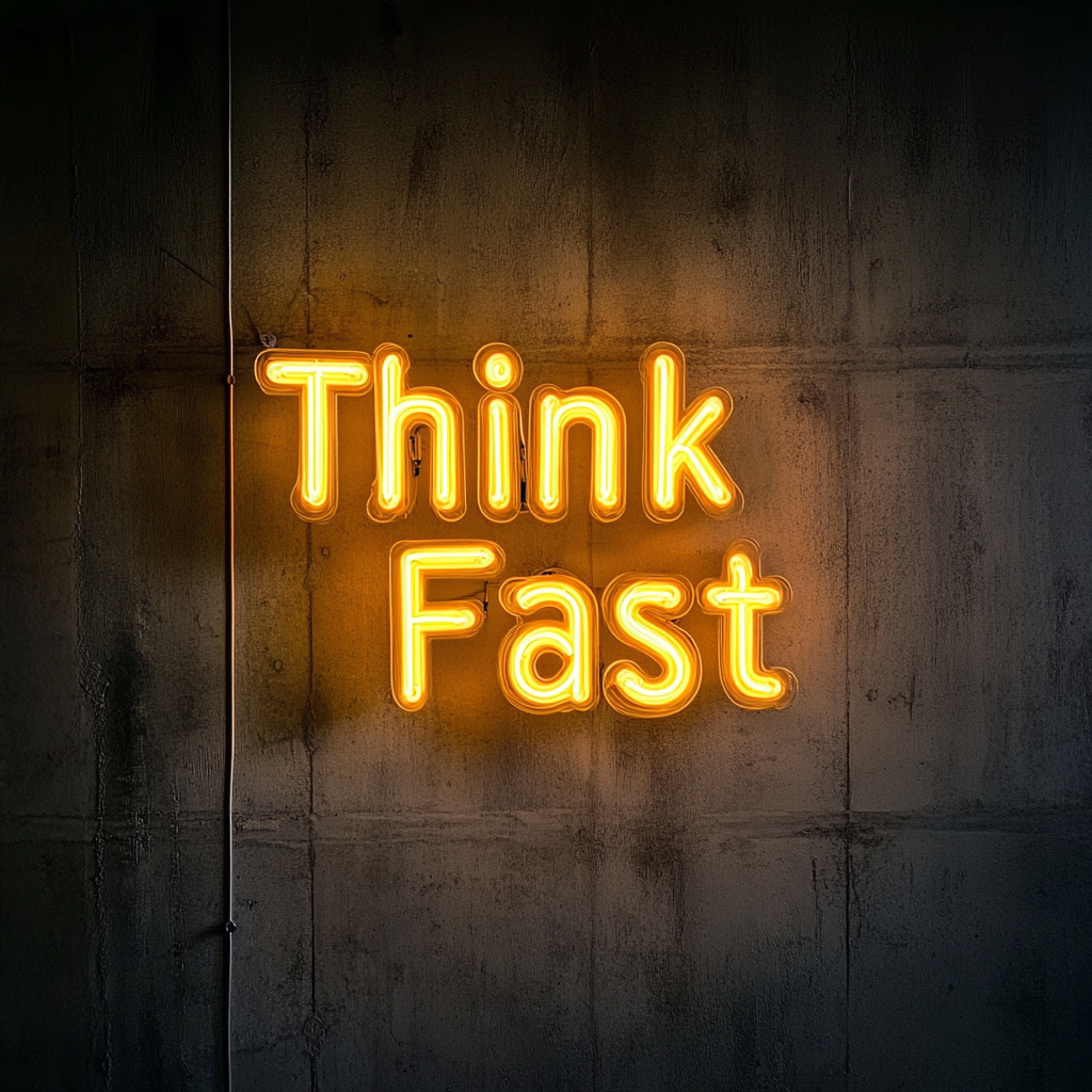 "Think Fast" - Yellow Neon Sign, 18 Inches